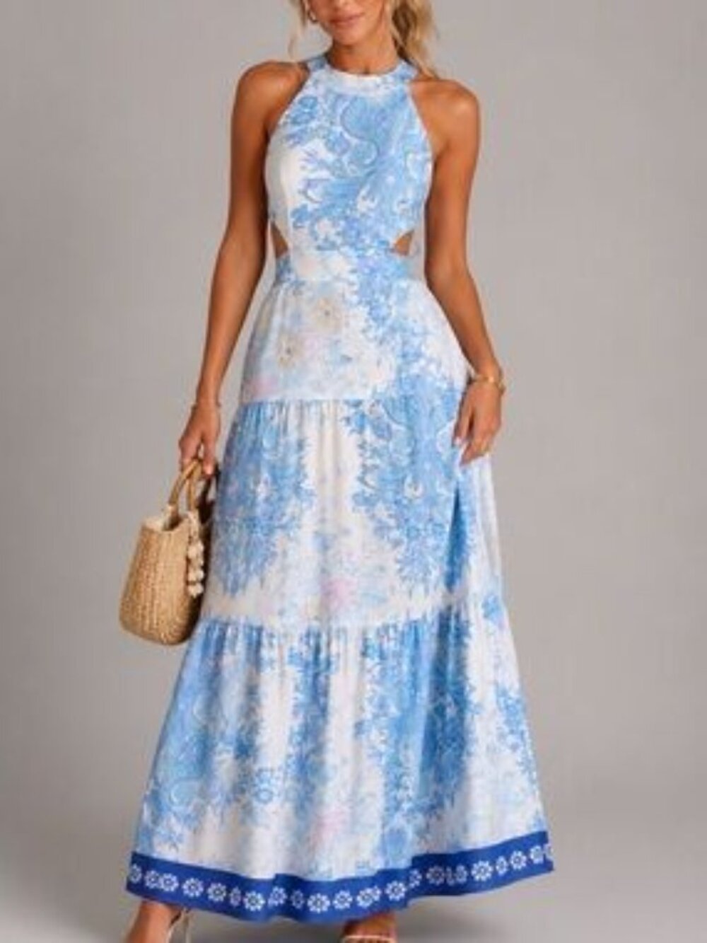 Moonsea Maxi Dress - Blue Paisley - Size S